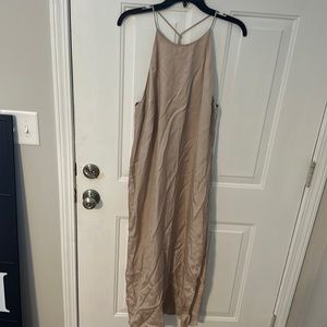Zara champagne silk midi dress. NWT